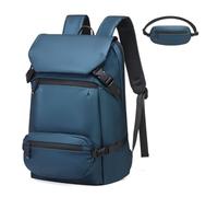 SUIKIHUM 2 in 1 Travel Backpack, Lightweight Fit in 17" Laptop Backpack with Removable Belt Bag, Waterproof Day Trip Bag, Blue