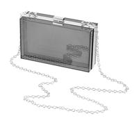 SUIKIHUM Acrylic Clear Evening Clutch Bag for Women, Shoulder Handbags Neon Hard Frame with Chains Party Purse for Wedding Prom Party (Black, Silver)