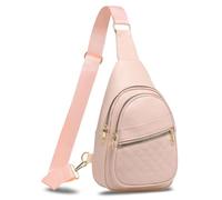SUIKIHUM Anti Theft Mini Sling Bag, PU Leather Convertible Cross Body Bags, Lightweight One Strap Casual Pack for Women Men Hiking Cycling Sports (Pink)