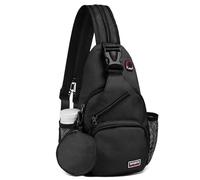 SUIKIHUM Convertible Sling Bag with Coin Pocket, 11" Tablet Crossbody Mini Backpack with Headphone Jack Casual Pack for Women Men Travel, Black