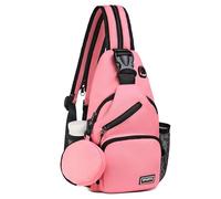SUIKIHUM Convertible Sling Bag with Coin Pocket, 7.9" Tablet Crossbody Mini Backpack with Headphone Jack Casual Pack for Women Men Travel, Pink