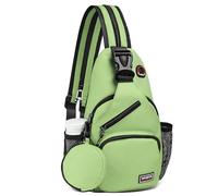 SUIKIHUM Convertible Sling Bag with Coin Pocket, 7.9" Tablet Crossbody Mini Backpack with Headphone Jack Casual Pack for Women Men Travel, Green