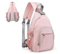 SUIKIHUM Crossbody Sling Bag with Water Bottle Holder, 8.3" Convertible Small Backpack Anti Theft Daypack, Chest Fanny Pack for Men Women, Pink