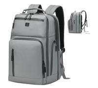 SUIKIHUM Expandable Business Backpack with 17" Laptop Compartment - Waterproof, Airline Approved, 33L-42L Capacity, for Work & Travel, Gray