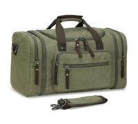 SUIKIHUM Expandable Canvas Duffel 50cm-58cm, Sturdy Zipper and Reinforced Handles, Lightweight Carry-On Weekender Bag for 3-5 Day Trips, Green