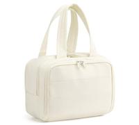 SUIKIHUM Puffy Makeup Bags, Large Travel Toiletry Bag, Cosmetic Bag Organizer Makeup Pouch for Women with Handle Lightweight, Beige