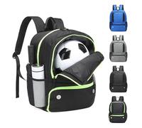 SUIKIHUM Soccer Backpack for Men Women Athletes, Equipment Bags with Ball Holder, Basketball Volleyball Backpack Water Resistant, Black Green