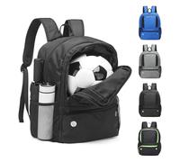 SUIKIHUM Soccer Backpack for Men Women Athletes, Equipment Bags with Ball Holder, Basketball Volleyball Backpack Water Resistant, Black
