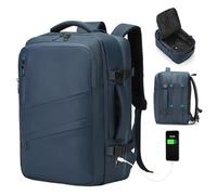 SUIKIHUM Travel Carry on Backpack, 18.9" Flight Approved, Expandable Weekender Bag with Waterproof USB A/C Port, Equivalent to 18" Suitcase, Blue