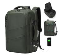 SUIKIHUM Travel Carry on Backpack, 18.9" Flight Approved, Expandable Weekender Bag with Waterproof USB A/C Port, Equivalent to 18" Suitcase, Green
