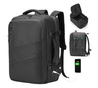 SUIKIHUM Travel Carry on Backpack, 18.9" Flight Approved, Expandable Weekender Bag with Waterproof USB A/C Port, Equivalent to 18" Suitcase, Black