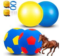 Suilung 2 Set Giant 40" Herding Ball with Cover Anti Burst, Waterproof Durable Large Horse Toy, Please Watch VCR for How to Inflation Horse Toys for Equine Pasture Stall Outdoor, Pump Included