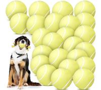 Suilung 24 Pcs Soccer Squeaky Dog Balls Soft Latex Rubber Squeaky Dog Pet Toys Cute Play Rubber Toy for Small Medium Puppy Dogs Interactive Chew Toys (Tennis,2.4 Inches)