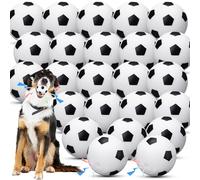 Suilung 24 Pcs Squeaky Dog Tennis Soccer Balls Soft Latex Rubber Squeaky Dog Pet Toys Interactive Chew Throw Fetch Balls for Small Medium Puppy Dogs Training Floating Water Hunting(Soccer,2.2 Inches)