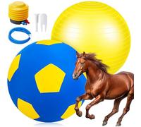 Suilung 30 Inch Giant Herding Ball with Cover Anti Burst Ball Please Watch VCR for How to Inflation Horse Toys for Horses Stall Entertainment Play, Pump Included (Yellow Blue, Classic)
