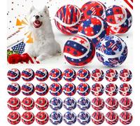 Suilung 36 Pcs Independence Day Dog Squeaky Tennis Balls 2.5 Inch Interactive Pet Toys Ball for Small Medium Large Dog Plush Chew Toys Teeth Cleaning for Aggressive Chewers Cat Interactive Training
