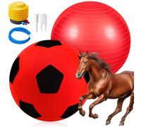 Suilung 48 Inch Giant Herding Ball with Cover Anti Burst Ball Please Watch VCR for How to Inflation Large Horse Toys for Horse Stall Entertainment Play, Pump Included(Red-Black)