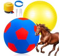 Suilung 48 Inch Giant Herding Ball with Cover Anti Burst Ball Please Watch VCR for How to Inflation Large Horse Toys for Horse Stall Entertainment Play, Pump Included(Blue-red)