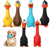 Suilung 6 Pack Latex Squeaky Dog Toys 7-8 Inch Soft Rubber Chicken Dog Chew Toy Screaming Animal Duck Standing Stick for Puppy Small Medium Pet Interactive Play Fetch Funny Prank Teething