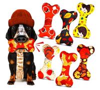 Suilung 6 Pcs Fall Dog Toys Squeaky Soft Cotton Filled Fun Squeaky Cute Teething Chew Dog Plush Bone Toys for Small Medium(Fall)