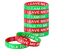 Suilung 6 Pieces kids Green Mood Wristband Red Mood Silicone Rubber Bracelets Emotion Boys Bracelet Children Colored Wristbands Funny Silicone Bracelet for Men Women Teens Education Party Supplies
