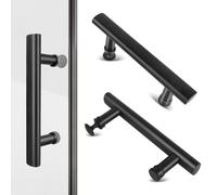 Suimlmta 2 Pack Shower Door Handle Black 145mm Stainless Steel Replacement Door Handles with Plastic Knobs for Shower Enclosures Room Sliding Push Pull Glass Door