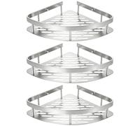 Suimlmta Corner Shower Caddy, 3 Pack Corner Shower Shelf No Drilling Bathroom Shelves, Aluminum Shower Shelf Wall Mounted Storage Organiser Rack Fit for Showers Toilet Dorm Kitchen, Silver