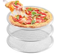 Suimlmta Pizza Tray 13 Inch/ 33cm Pizza Screen Aluminum Pizza Pans Non Stick Round Pizzas Baking Trays Net for Oven Home Restaurant, 3 Pack
