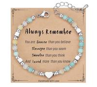 SUIMZESTI Tiny Beaded Bracelets for Women, Always Remember You are Brave, Stainless Strand Link Bracelet Friendship Gifts for Mom, Wife, on Christmas Easter Birthday Valentine's, One Size, Stainless