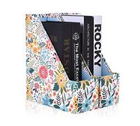 SUIN 2 Packs Foldable Magazine-File Holder, Seamless Floral Design File-Boxes Desk Organizer for Office/Home/School, Cardboard