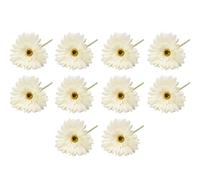 SUIOPPYUW 10Pcs Office Indoor Artificial Gerbera Flower Single Stem Bouquet Realistic Fake Flowers Courtyard Patio Decoration, White