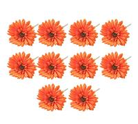 SUIOPPYUW 10Pcs Office Indoor Artificial Gerbera Flower Single Stem Bouquet Realistic Fake Flowers Courtyard Patio Decoration, Orange