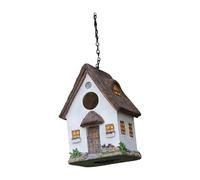 SUIOPPYUW Colorful Parrot Bird Rest Place Cage Hanging Rustic Style Bird House Shelter Yard Garden Tree Hanging House Watching Anywhere Want. Parrot Rest Place Cage Outdoors, White, 14.2x12.5x20.5cm