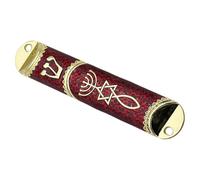 SUIOPPYUW Decorative Mezuzah Case With Scroll Beautiful Handcrafted Ornament Suitable For Weddings Jewish Holidays Home Jewish Mezuzah Case Cover Ornament Home Blessing, Red, Length 10.6cm