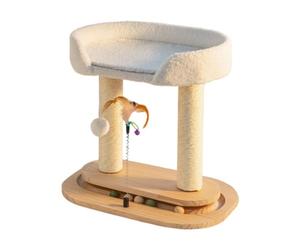 SUIOPPYUW Double Layers Kitten Grinding Claw With Ball Cat Tree Toy Fostering Positive Enrichment For Indoor Play Areas Wood Cats Tree Double Turntable For Indoor Cats