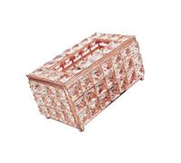SUIOPPYUW Elegant Metal Holder for Rectangular Crystal Facial Box Cover Desk or Table Décor Storage Home, Rose Gold, 8.66 x 5.12 x 3.94 in