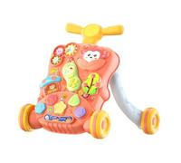 SUIOPPYUW Encouragement Awaits with Push Along Walkers Sit and Stand Learning Walkers Fun Activity Center for Developing Balance Multifunction Steps Baby Push Sound Musics, Pink, 38x38x38cm