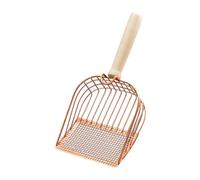 SUIOPPYUW Ergonomic Cat Litter Scooper With Long Handle Effortless Waste Management In Cat Litter Boxes Lizards Metal Cats Scoops With Ergonomic Long Handle, Rose Gold, 13x28cm