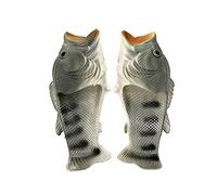 SUIOPPYUW Funny Fish Slippers Casual Footwear Family Anti-slide Shoes Summer Beach PVC Slide-on Shoe Animal Shape Sandals Large Size, Gray, 40-41