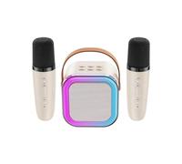 SUIOPPYUW Gift Options Bluetooth Speaker With Microphone For Present Wireless Speakers ABS Portable And Powerful Sound, White+2 Microphone