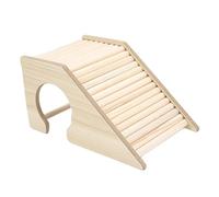 SUIOPPYUW Hamster Hut Play Toy Amazing Hideaway Small Pet Castle Home Exercise Platform Durable Safe Materials For Small Animals Animal Hideout Activity Platform Guinea Pig, wood color, with hole