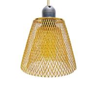 SUIOPPYUW Handcrafted Rustic Ceiling Hanging Light Shades Metal Woven Lampshade Easy to Install Elegant Home Decor Kitchen Island Dining Room Cafe Hotel Light Cover, Gold Trapezoid