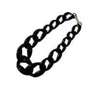 SUIOPPYUW Handmade Chunky Acrylic Link Chain Necklace Vintage Style Statement Piece Fashion Statement Handmade Cuban Chain Collar, Black