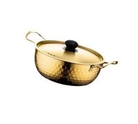 SUIOPPYUW Household Ramen Pot With Lid Handle Efficient Way To Cook Ramen Noodles And Soups Simplifies Cooking Experience At Home Korean Cooking Pot Induction Cooker, Gold, 22cm