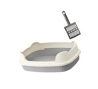 SUIOPPYUW Open Top Kitty Litter Tray High Sides Easy Clean Anti Splashing Indoor Cats Pet Toilet Box Easy To Clean Kitten Potty Pan. To Move Kitty Toilet Pan Indoor Cats, Gray, 47x33.5x15.5cm