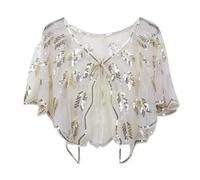 SUIOPPYUW Pearl Shawl 1920s Women Banquet Shawl Sequin Shrug Art Deco Vintage Shawl Wraps Polyester Accessories Women 1920s Shawl, D