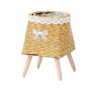 SUIOPPYUW Plant Basket with Stand Makes Excellent Home Decoration Piece Adding Beauty and Functionality to Spaces Floor Flowerpot Organizer Basket Imitation Imitation Rattan, Round Square Bottom