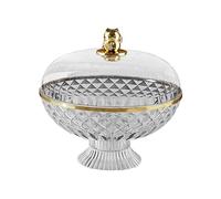 SUIOPPYUW Round Snack Holder with Lid Serving Treats and Keeping Fresh at Any Celebration Total Height 21cm/8.27inch Decorative Vegetable Holder Fruit Plate with Lid, Clear, 21x25.8cm