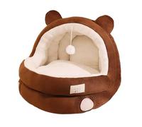 SUIOPPYUW Soft Comfortable Cat Bed Cave With Ball Detachable Inner Cushion Autumn Winter Relaxation Wear Resistant And Scratch Resistant. Cat Bed Cave With Ball Non Slip Waterproof Bottom, Brown, S