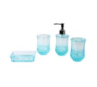 SUIOPPYUW Space-saving Toothbrush Holder Set Small Living Spaces Soap Dispenser Bathroom Accessories Set Acrylic 1 Mouthwash Cup, Blue
